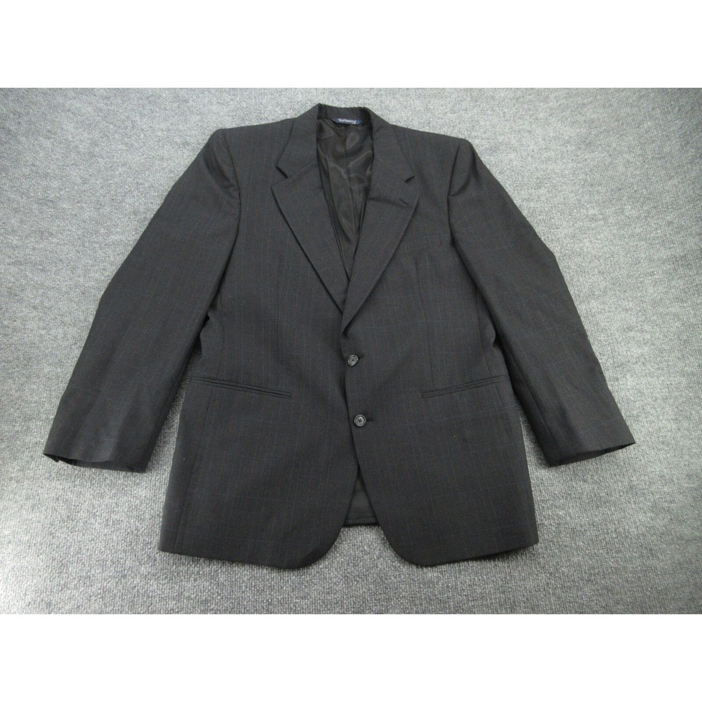 Burberrys Mens Blazer Regular Charcoal Grey Pinstripe Pure Wool 42R
